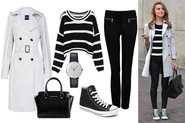 gabardina cu pantofi sport